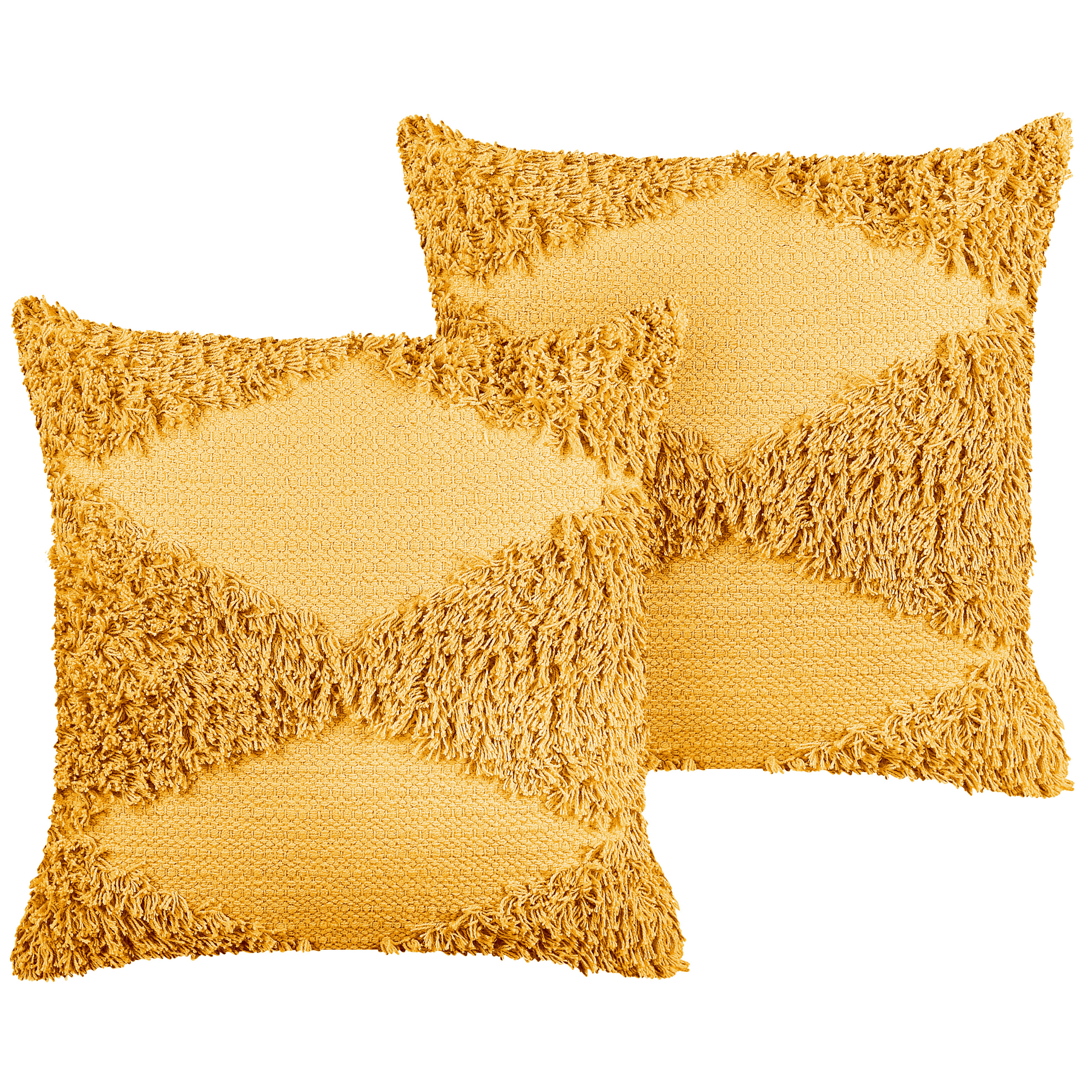 Set med 2 prydnadskuddar RHOEO 45 x 45 cm Bomull Gul Geometriskt tryck