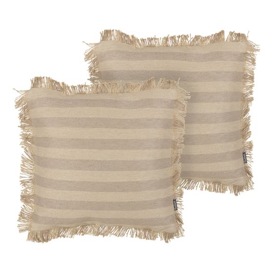 Set med 2 prydnadskuddar CIRSIUM 45 x 45 cm Jute Beige Randigt