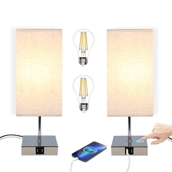 NETTLIFE Vintage - dimbar, touch-nattlampa, E27, med USB-laddningsfunktion, utbytbar, LED