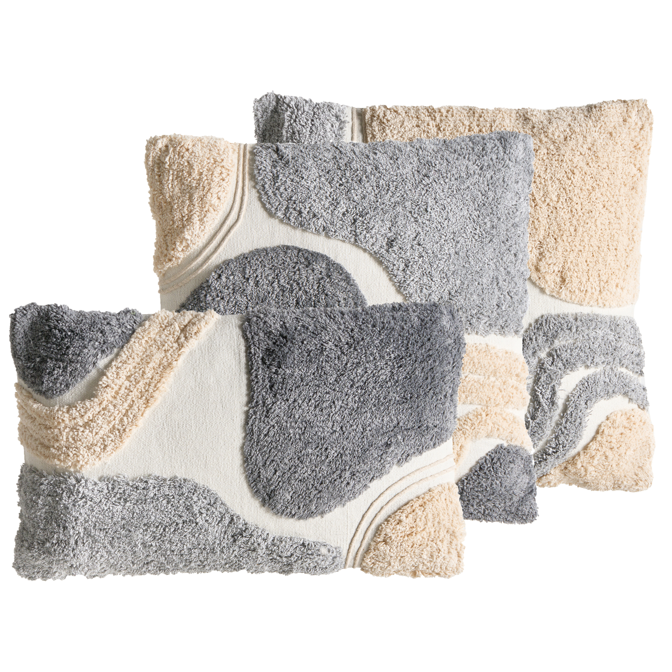 Set med 3 dekorativa kuddar ALSTONIA 30 x 50 cm 45 x 45 cm Bomull Grå Abstrakt tryck