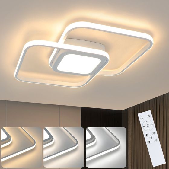 NETTLIFE 48W LED-taklampa Vit metall, dimbar modern Med fjärrkontroll För sovrum, vardagsrum För kök, matsal