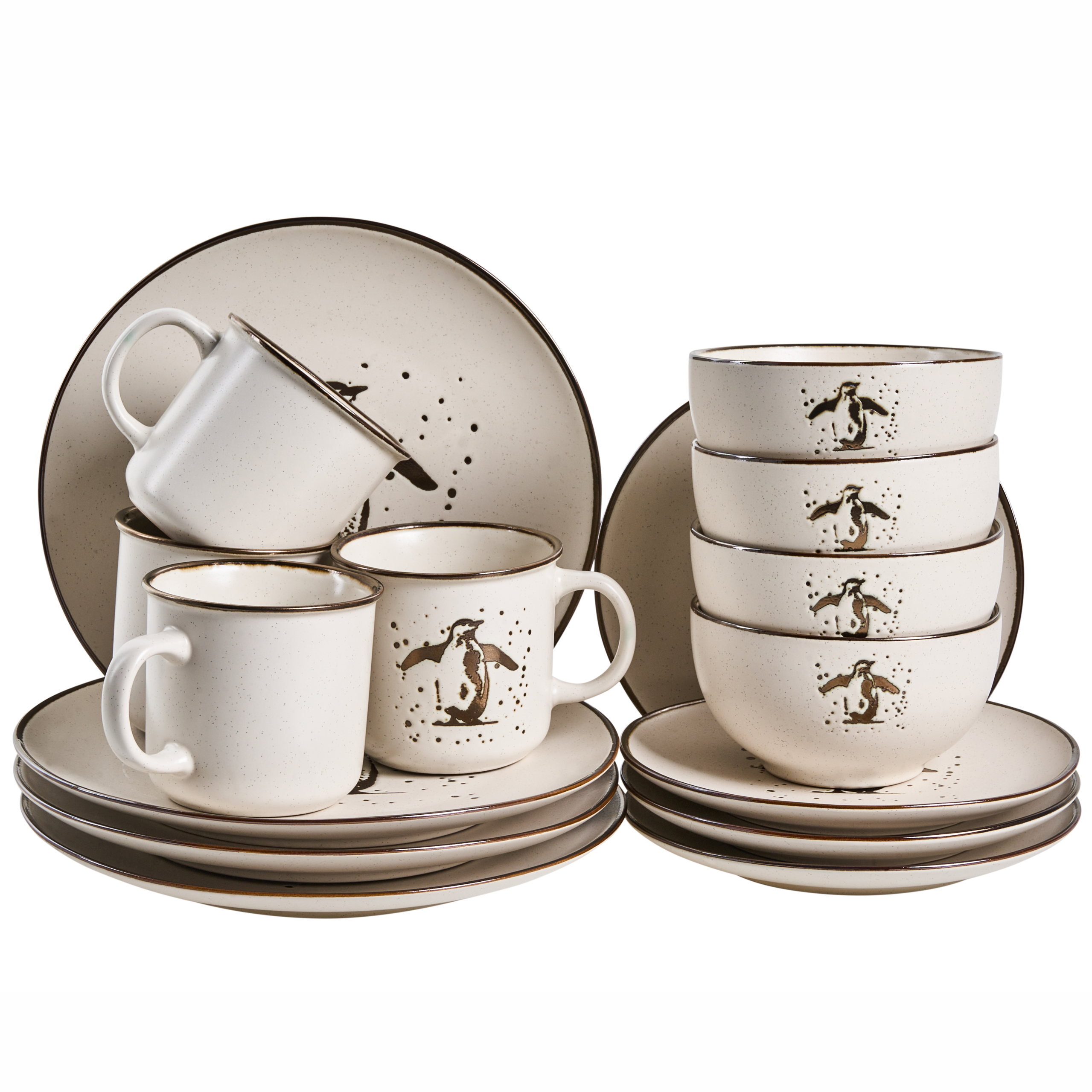 Set med 16 matserviser CINNAMON Stengods Off-White