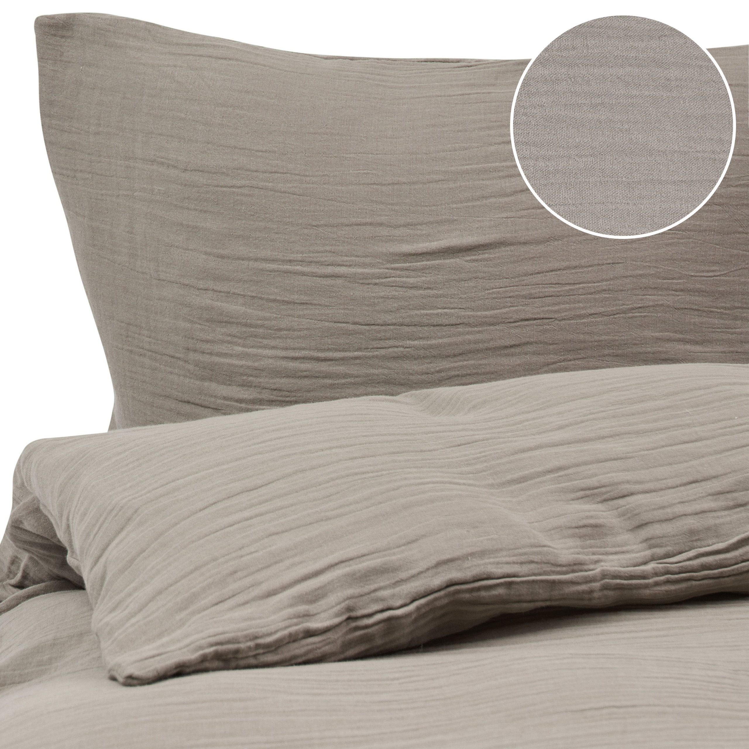 Påslakanset SUMNER 200 x 200 cm Bomullsmuslin Taupe