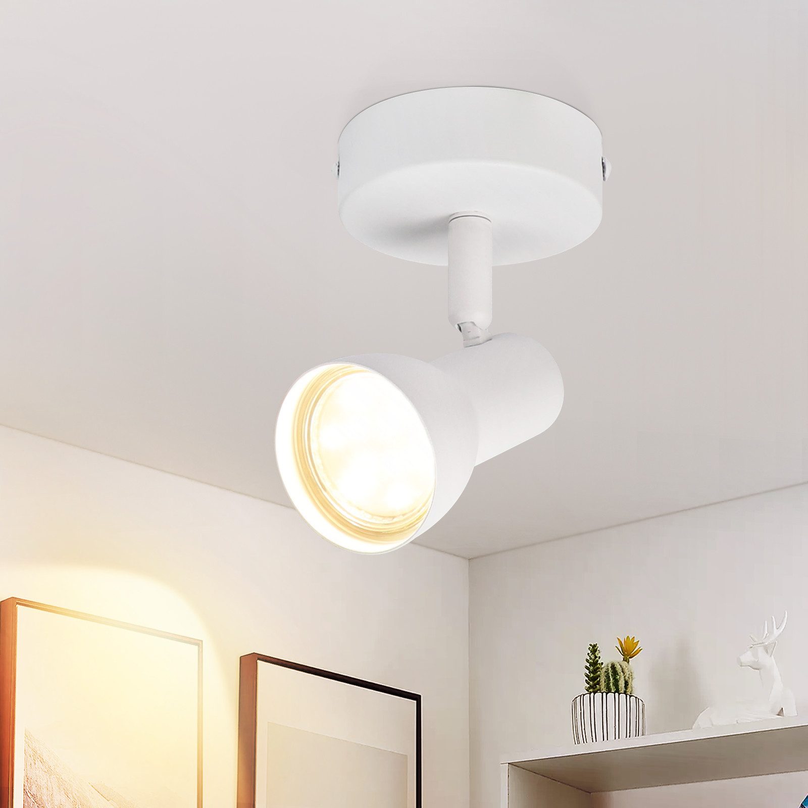 NETTLIFE Takspotlight med 1 låga, vit, modern taklampa GU10 för inomhusbruk, för sovrum