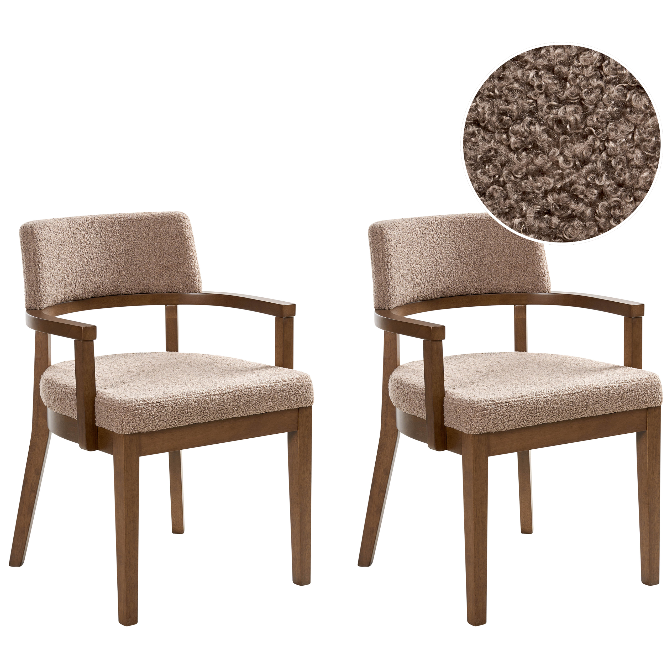Set med 2 matstolar DALBO Bouclé Brun/ Taupe