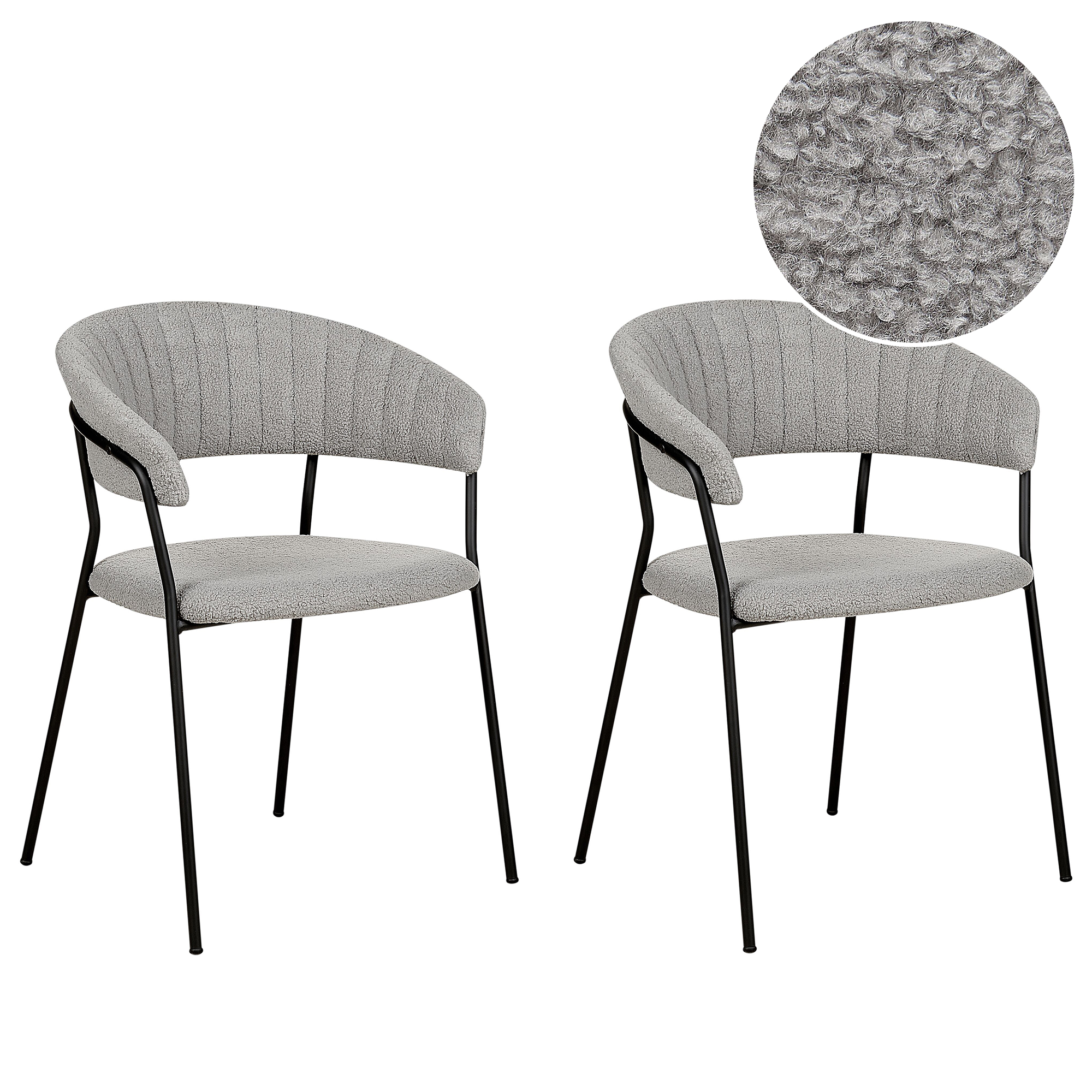 Set med 2 matstolar MARIPOSA Bouclé Grå