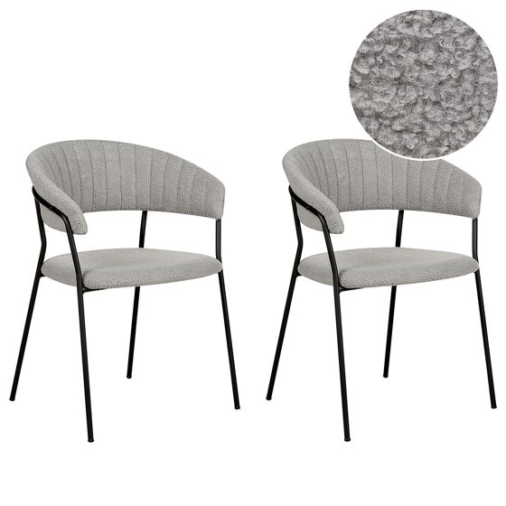 Set med 2 matstolar MARIPOSA Bouclé Grå