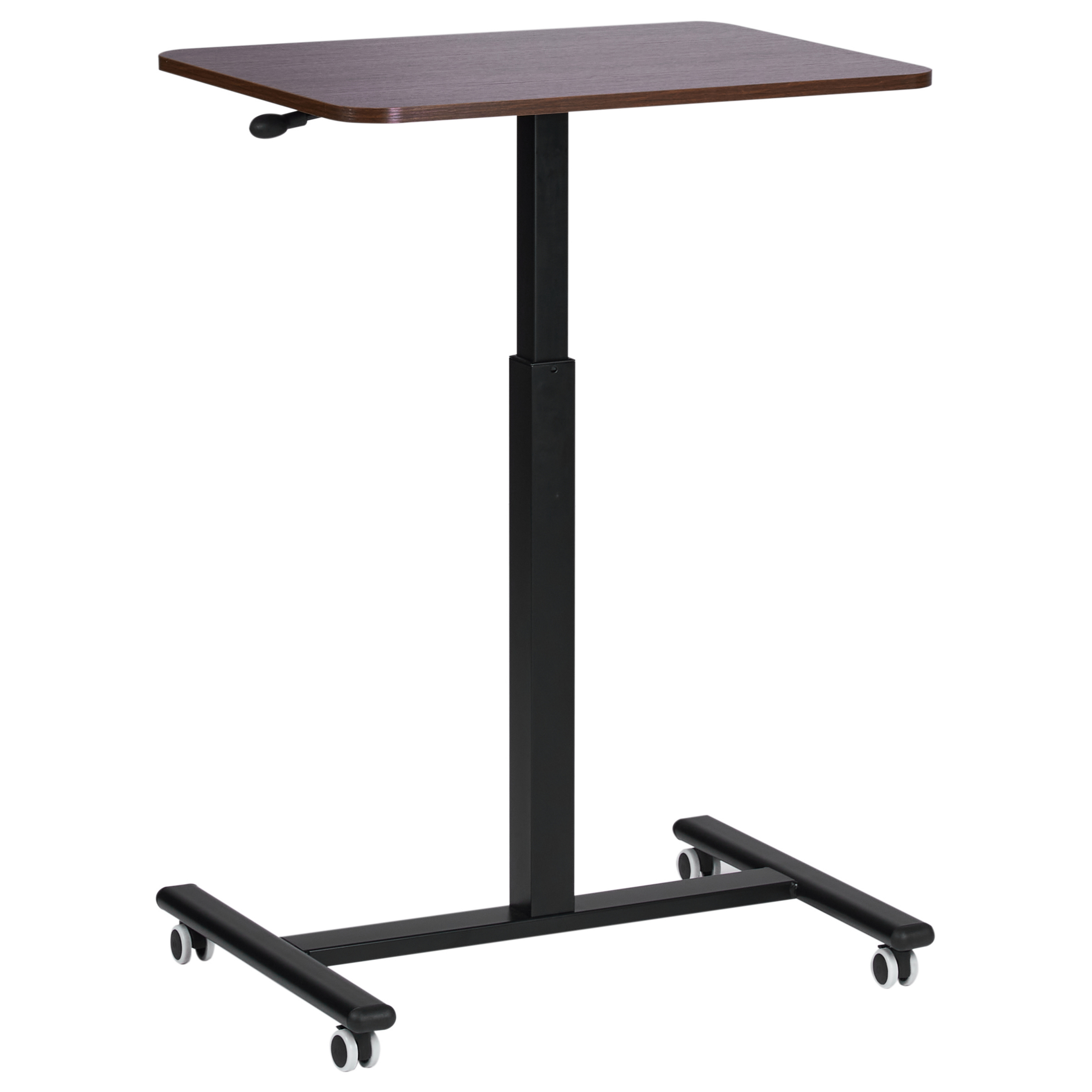 Manuellt justerbart laptopstativ ACADEMIA 65 cm 48 cm med hjul Mörkbrun
