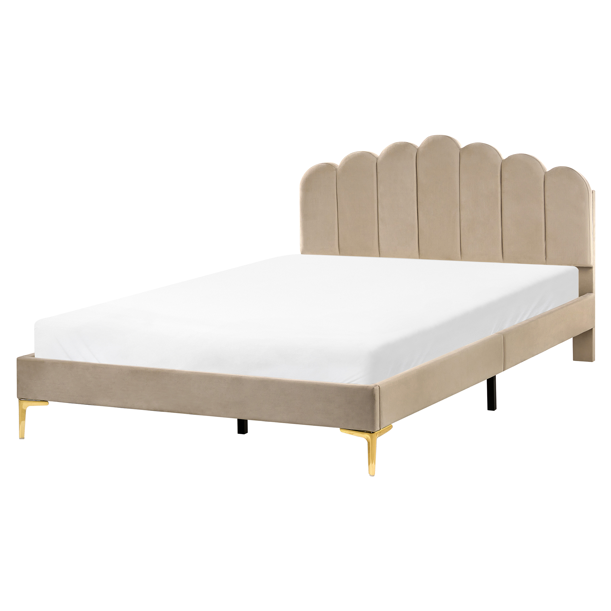 Säng med lamellram Sammet SAUVIAN 160 x 200 cm Taupe