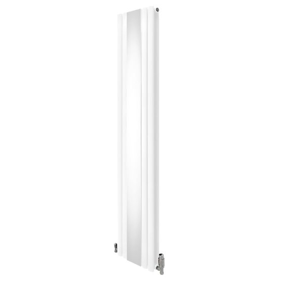 Oval spegelradiator med ventiler - 1800 mm x 380 mm - vit