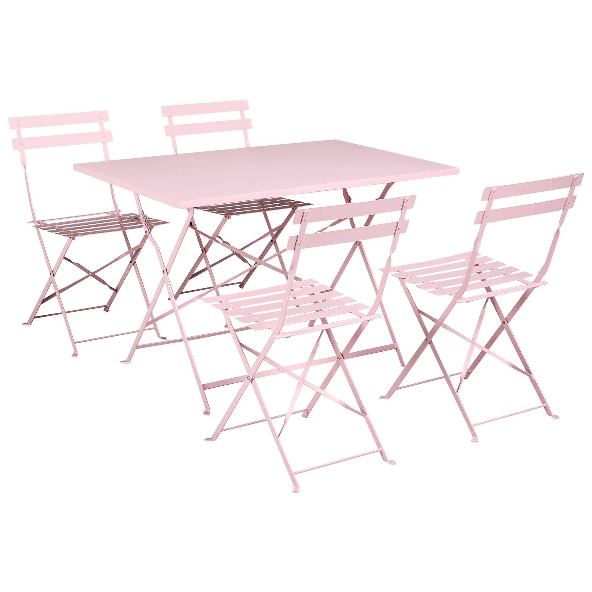 Trädgårdsmatgrupp 4-sits FIORI Fällbar Metall Pastellrosa