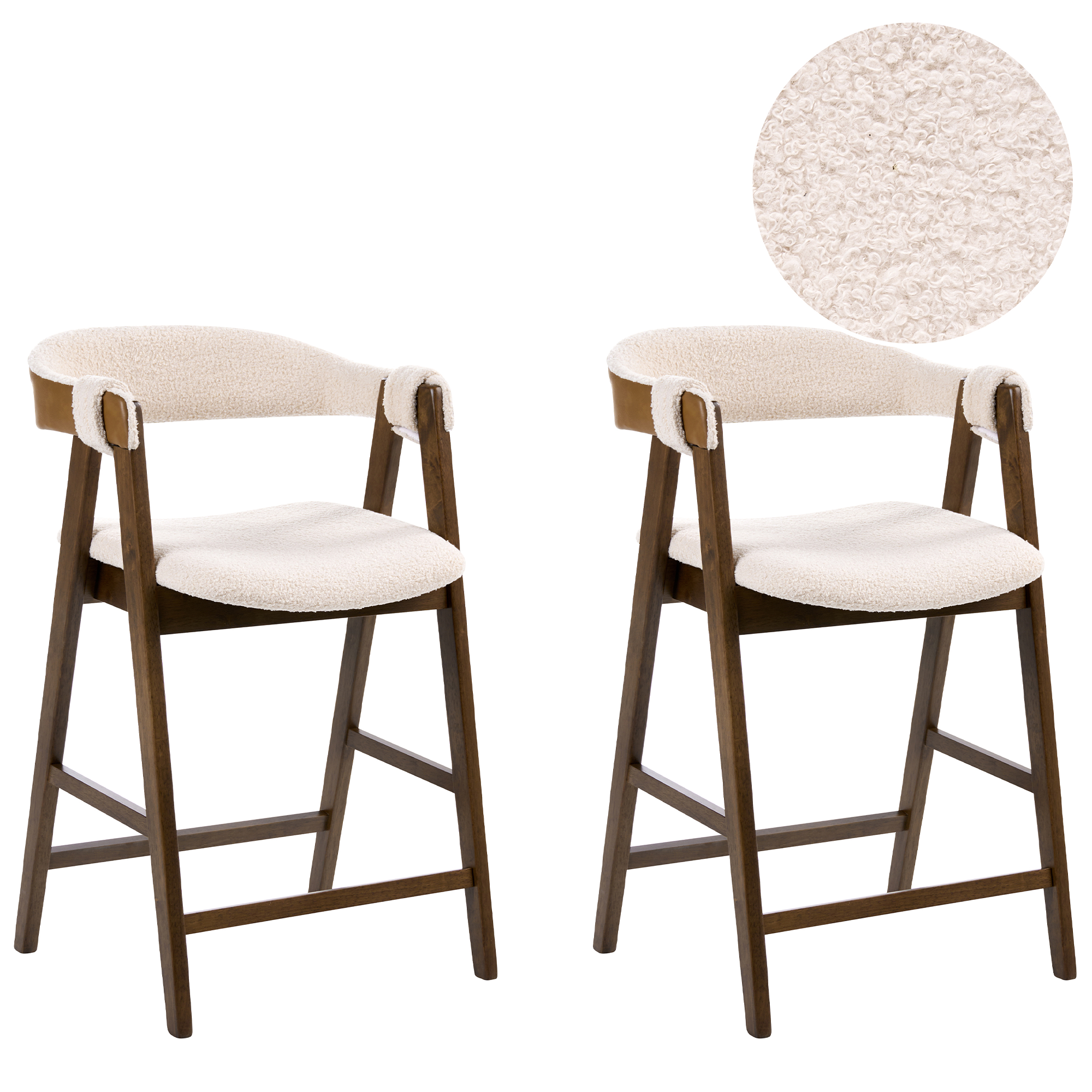 Set med 2 barstolar DAY Bouclé Brun/ Ljusbeige