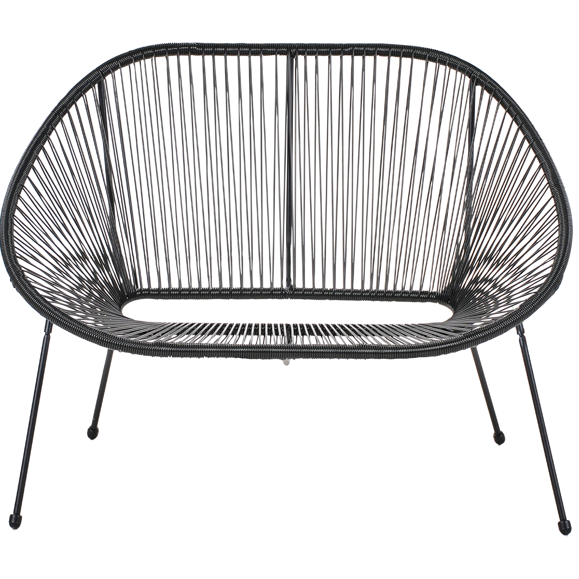 Trädgårdsbänk ACAPULCO II 113 cm Konstrotting Svart