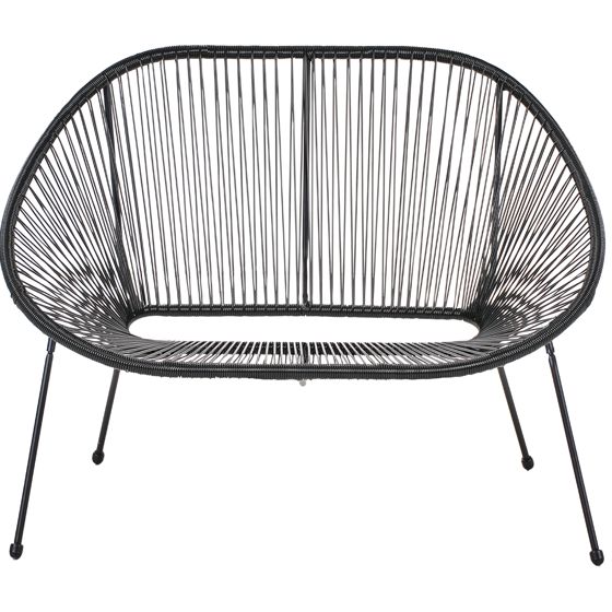Trädgårdsbänk ACAPULCO II 113 cm Konstrotting Svart
