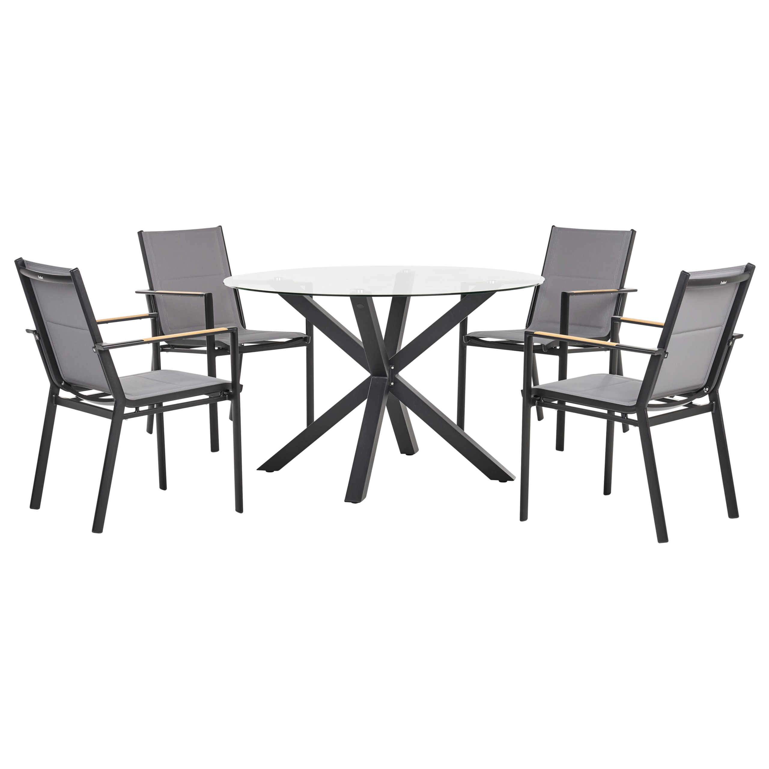 Trädgårdsmatgrupp 4-sits MALETTO/BUSSETO Glas Svart