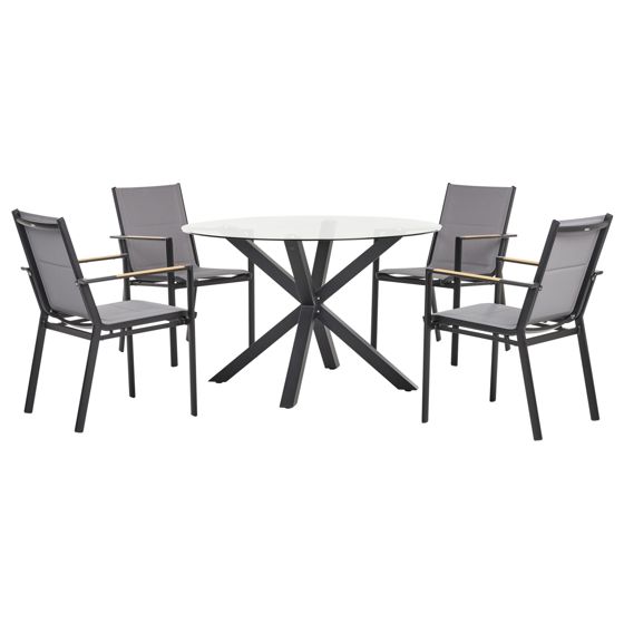 Trädgårdsmatgrupp 4-sits MALETTO/BUSSETO Glas Svart