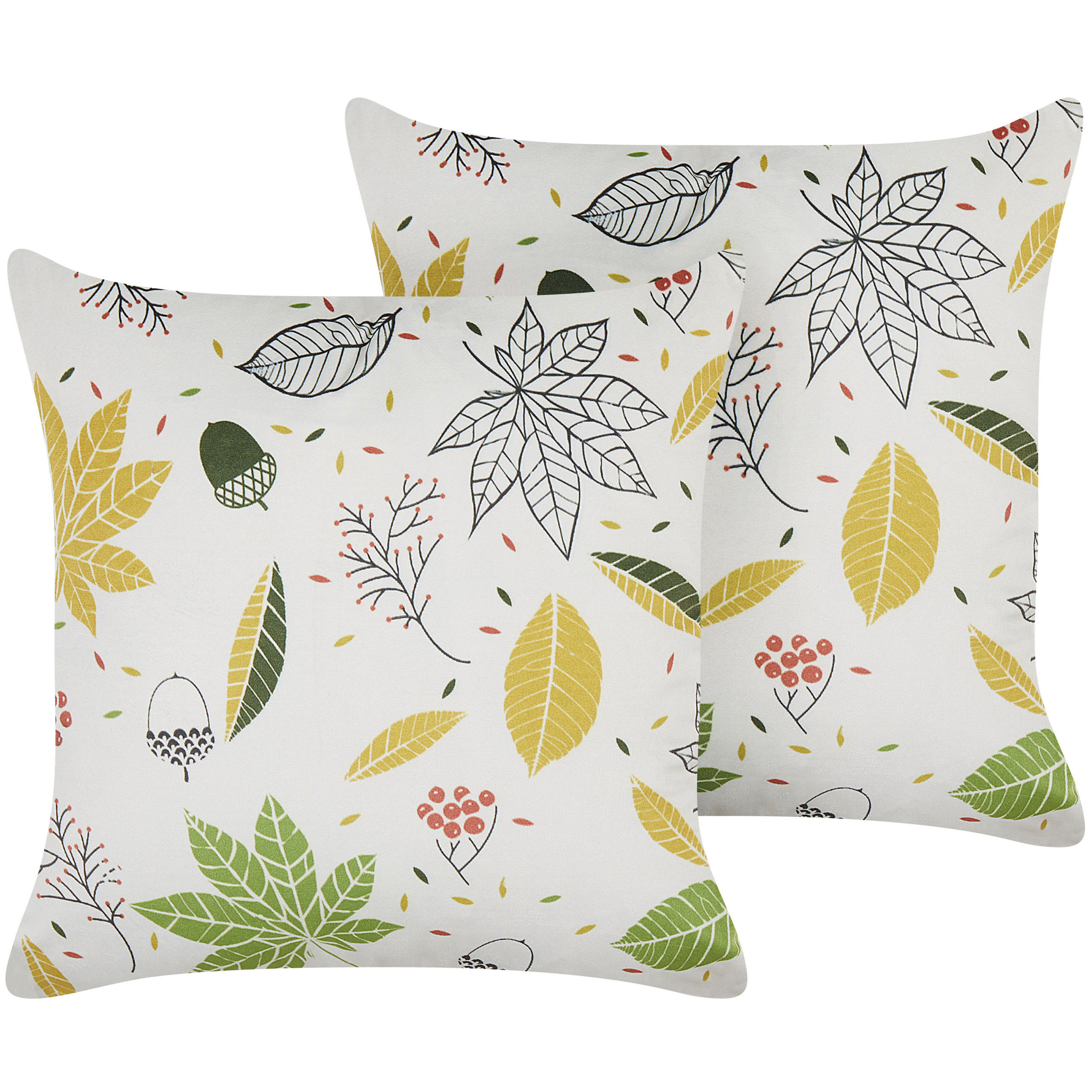 Set med 2 prydnadskuddar MULLEIN 45 x 45 cm Sammet Flerfärgad Växtmotiv