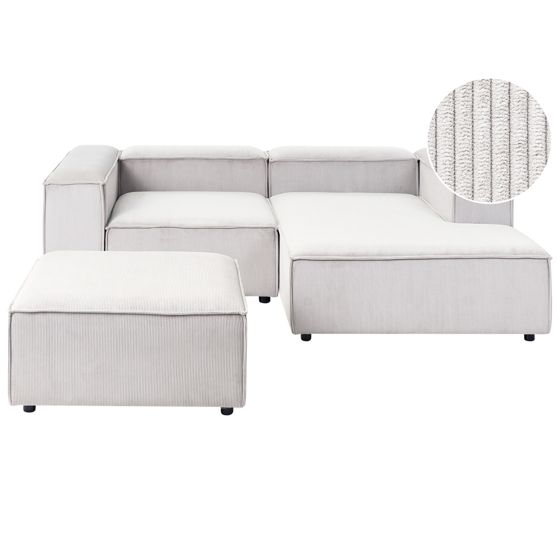 Modulär hörnsoffa 2-sits ARDAL med fotpall Manchester Off-White Vänstervänd