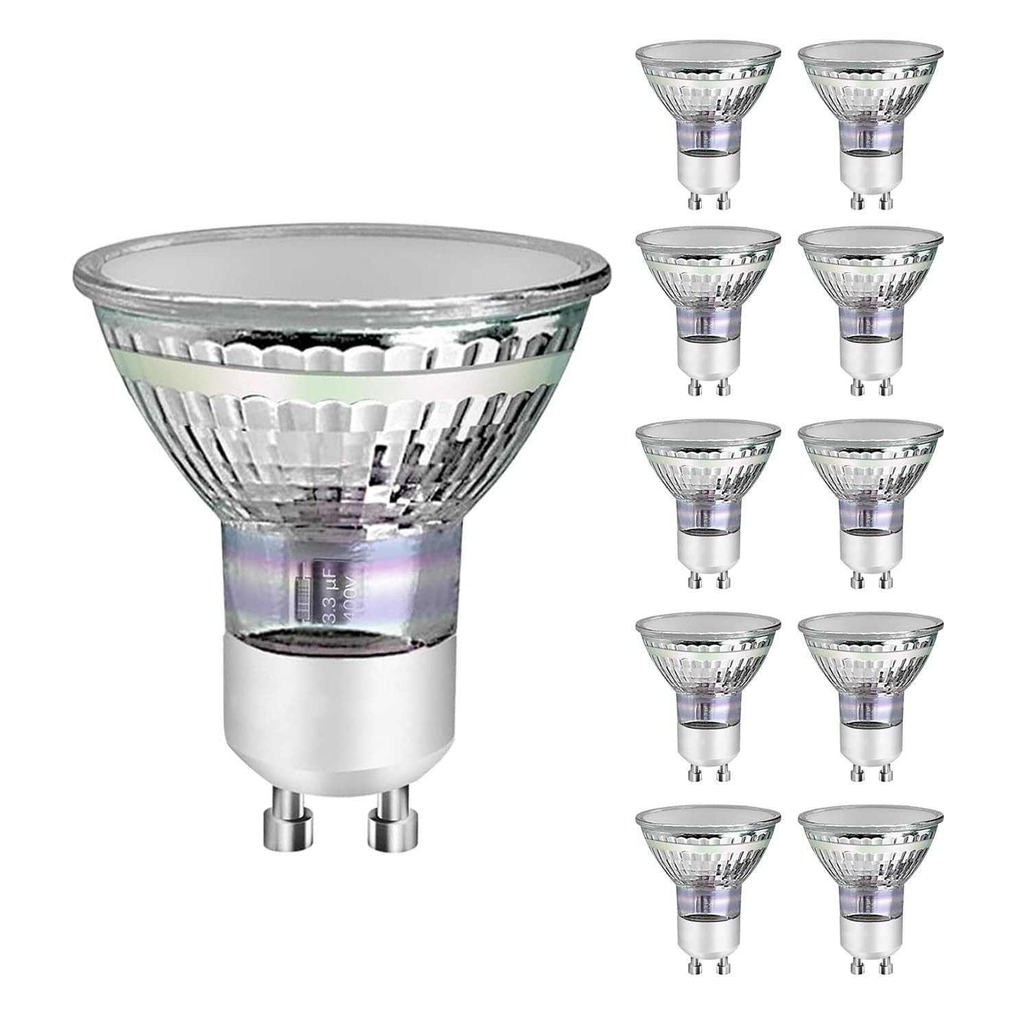 NETTLIFE 10 st GU10 LED-lampor varmvita 3W 30W, lågenergilampa 3000K, spridningsvinkel 110°