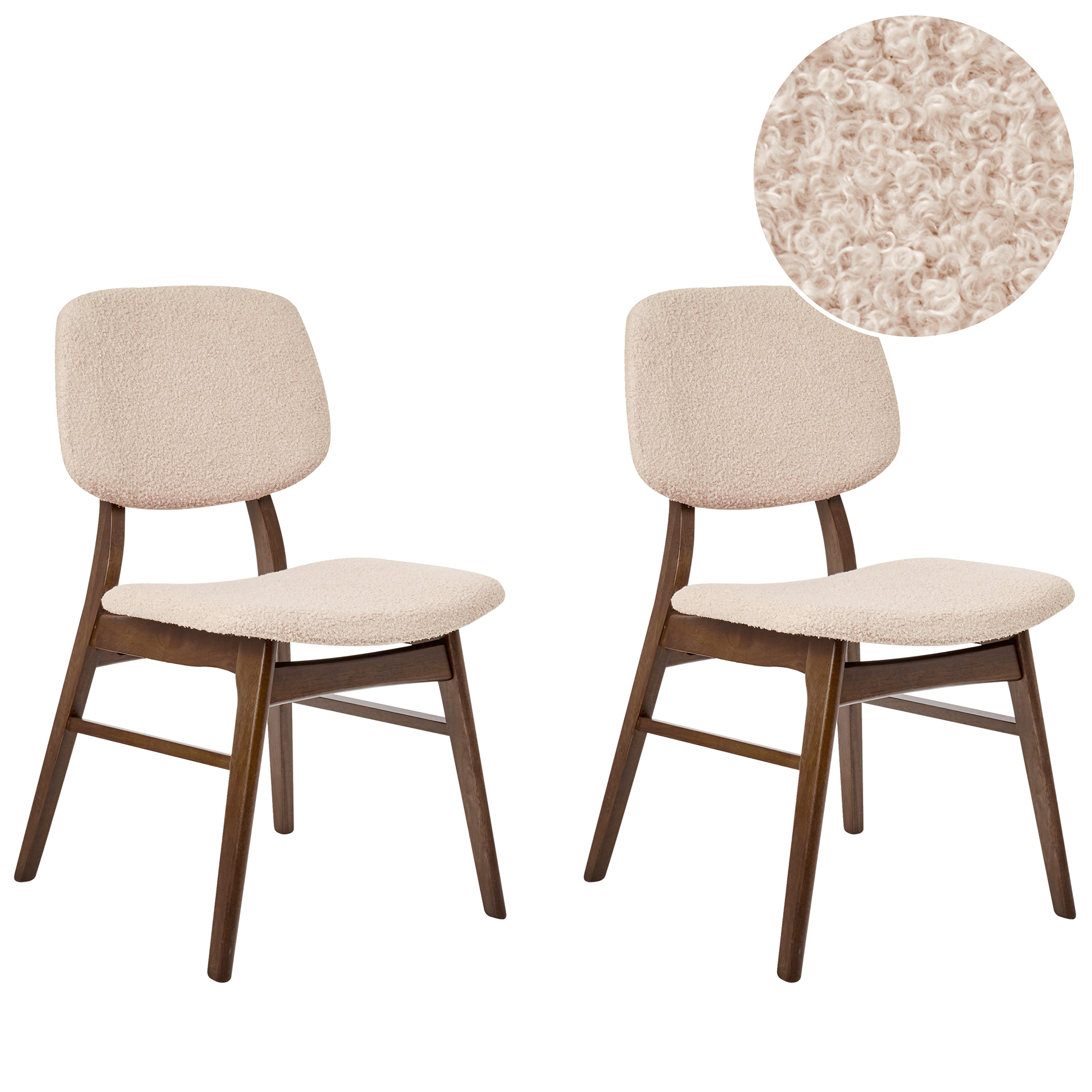 Set med 2 matstolar ELAINE Bouclé Mörkbrun/ Beige
