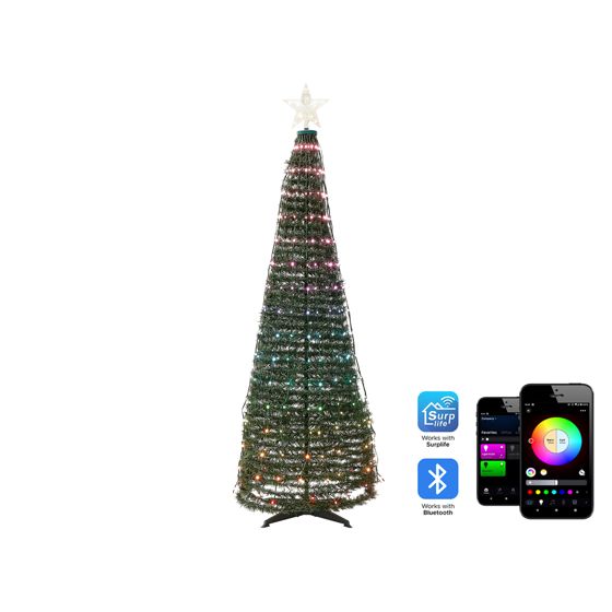 Golvjuldekoration Smart LED med app SAARLOQ 188 cm Julgran Grön