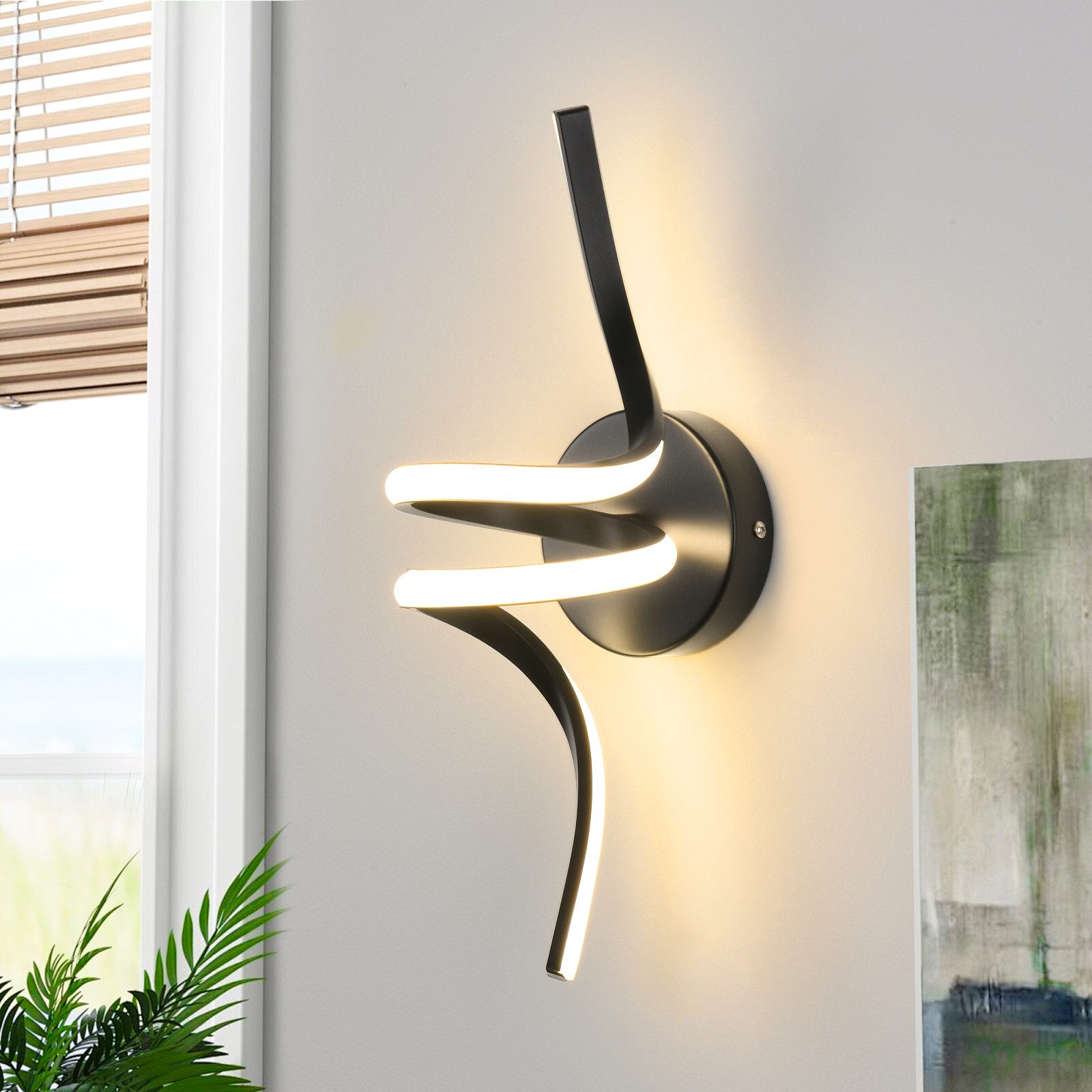 NETTLIFE modern svart 7 W LED-vägglampa för trappor, varmvit, 3000 K