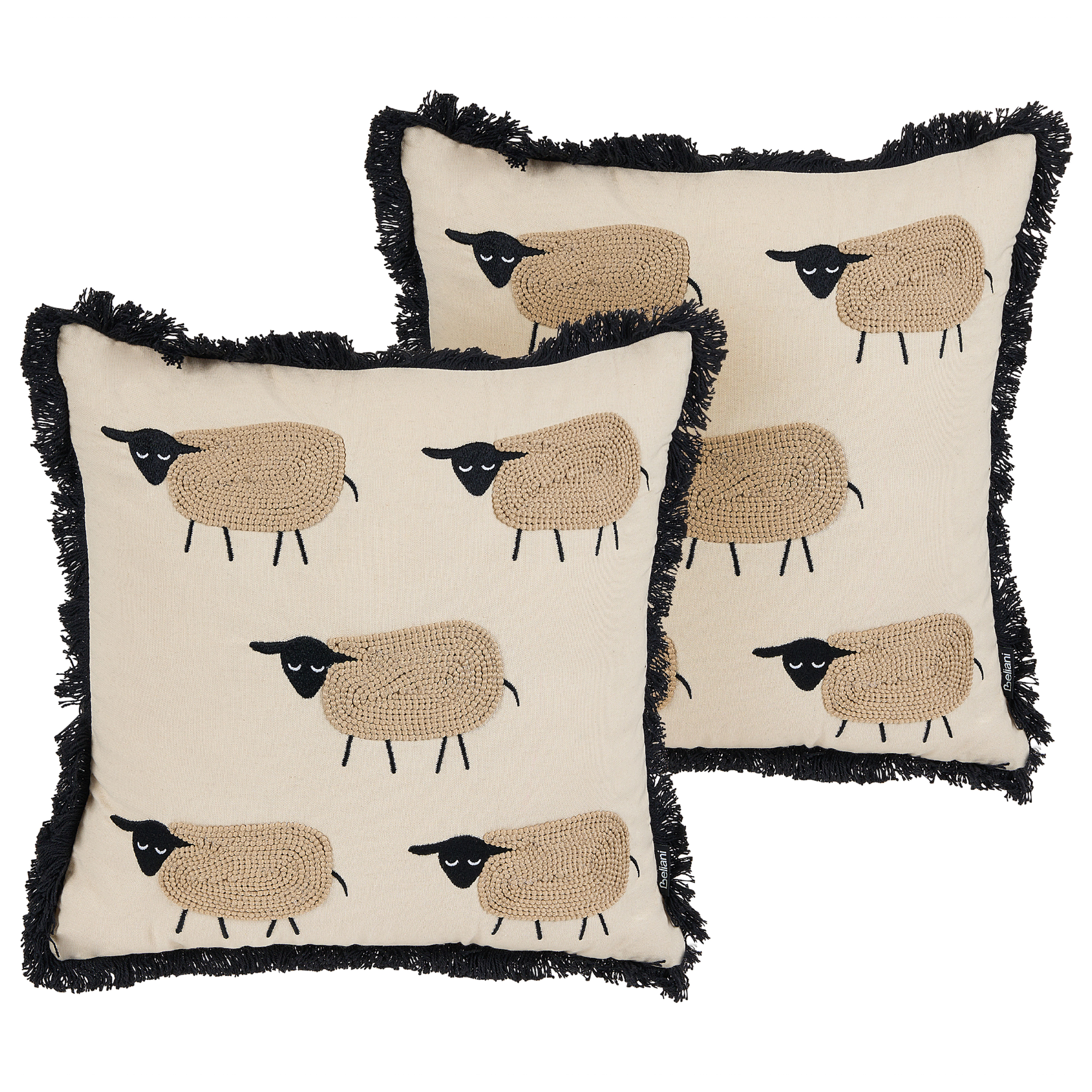 Set med 2 prydnadskuddar BANNU 45 x 45 cm Bouclé Beige
