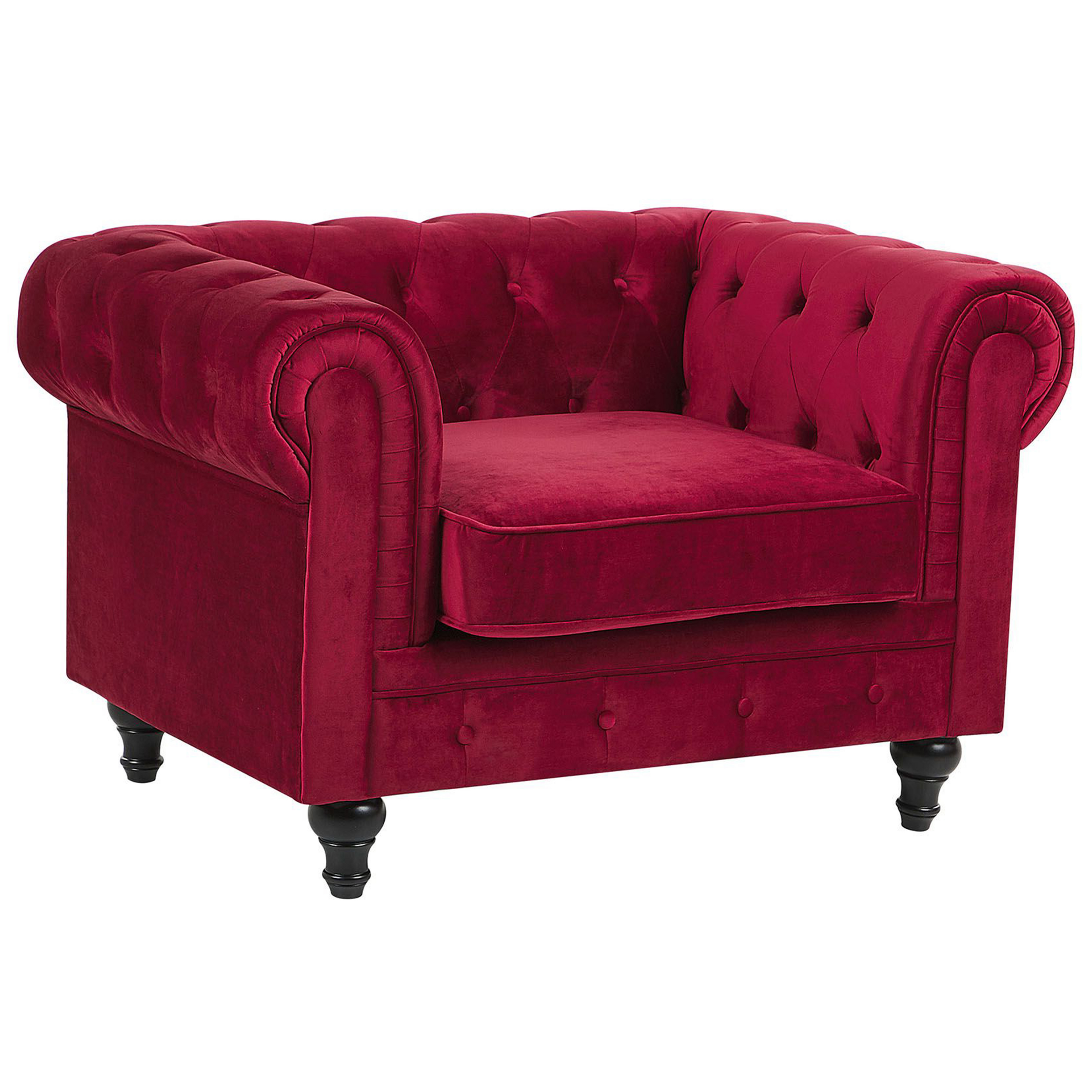 Fåtölj CHESTERFIELD Sammet Vinröd