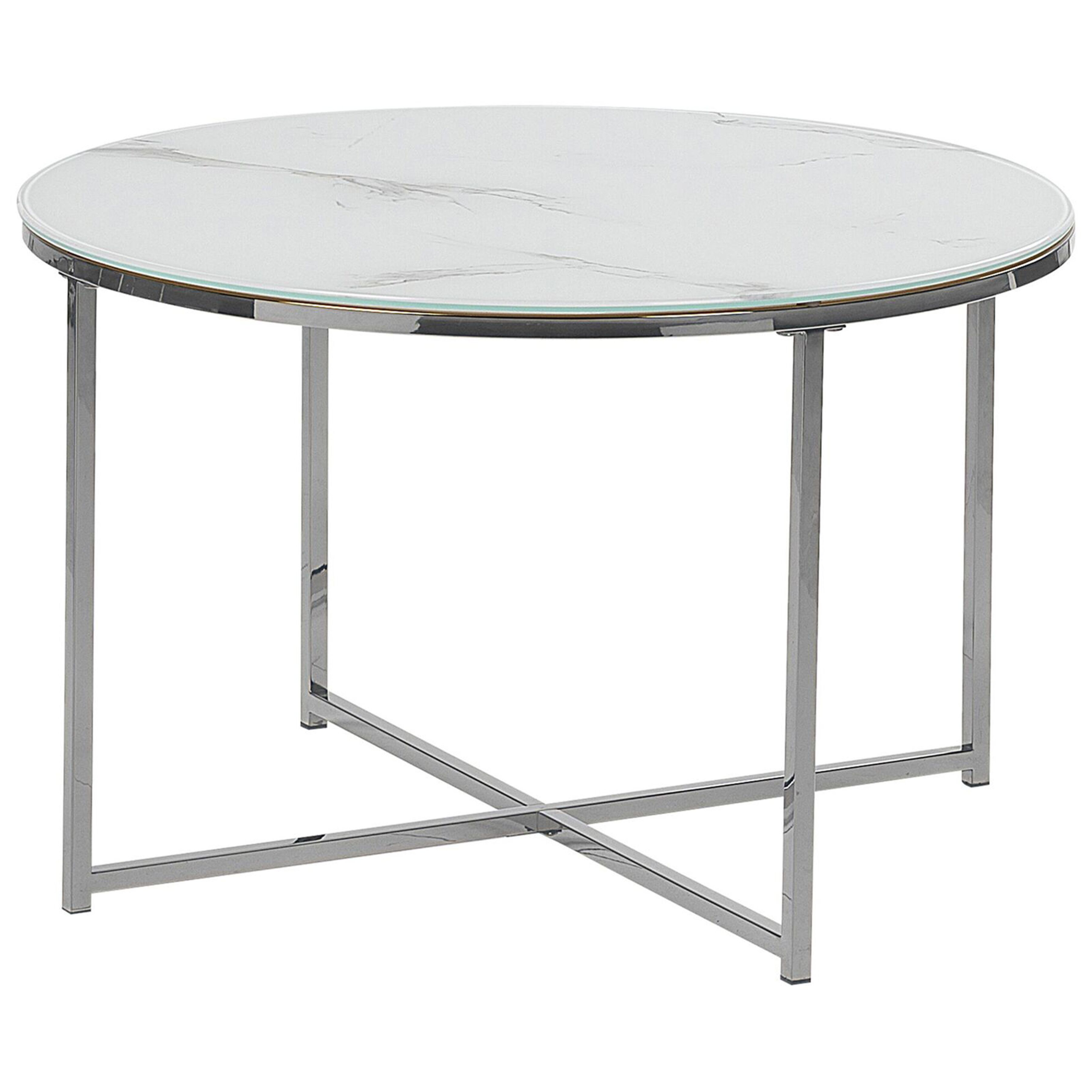 Soffbord QUINCY Härdat glas Marmor/ Silver