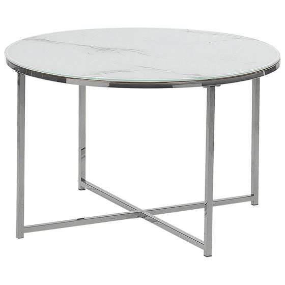 Soffbord QUINCY Härdat glas Marmor/ Silver