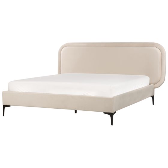 Säng med lamellram Sammet SUZETTE 140 x 200 cm Ljusbeige