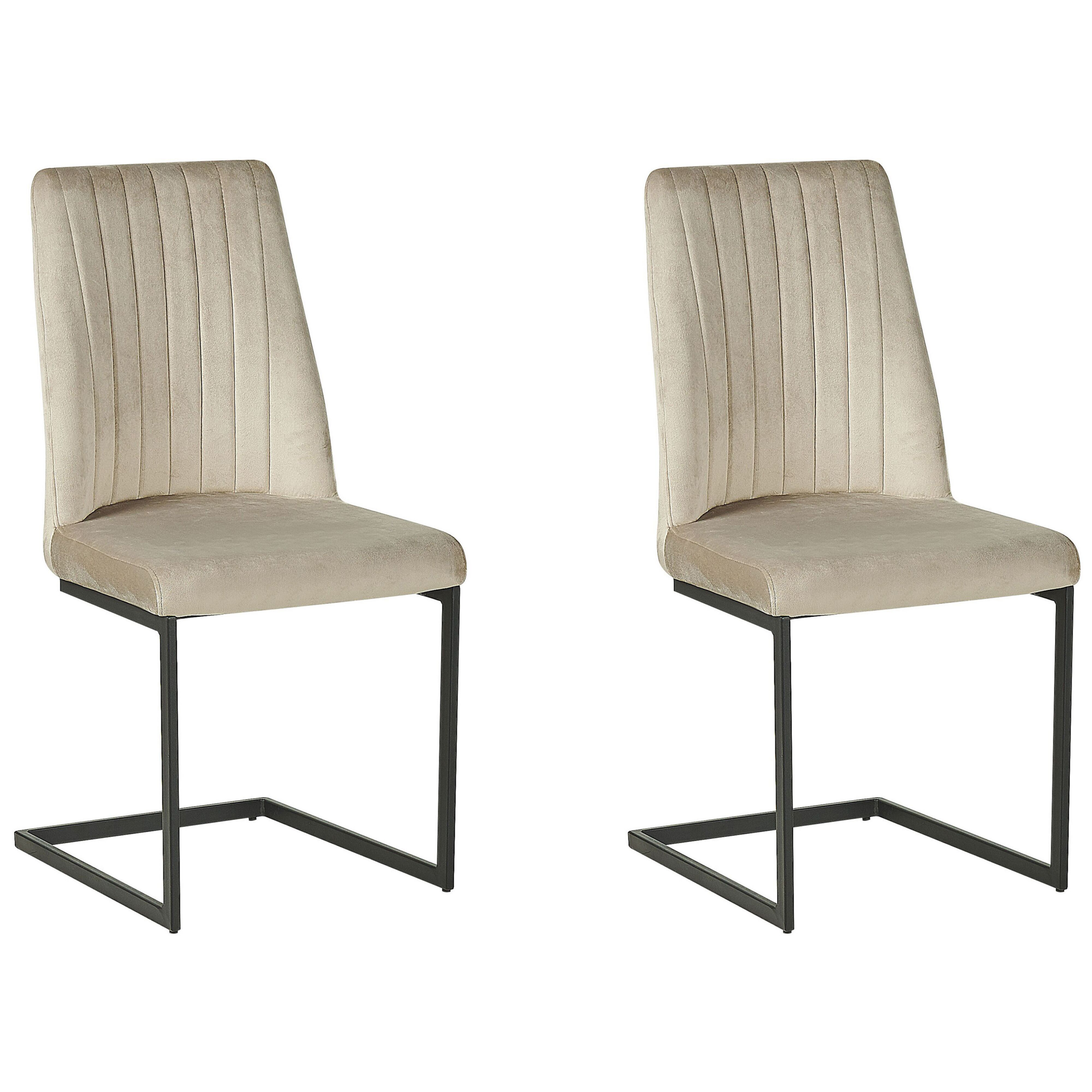 Set med 2 matstolar LAVONIA Sammet Taupe