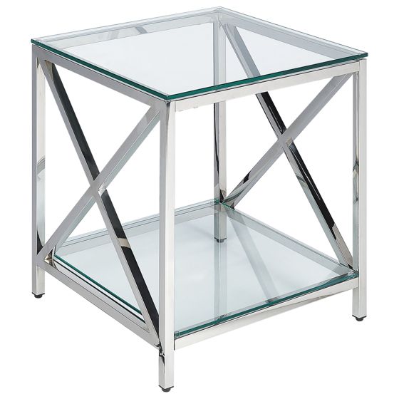 Sidobord AUDET Härdat glas Silver