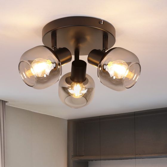NETTLIFE 3-lågig takspotlight - Modern rund glastakspotlight, 350° roterbar för vardagsrummet