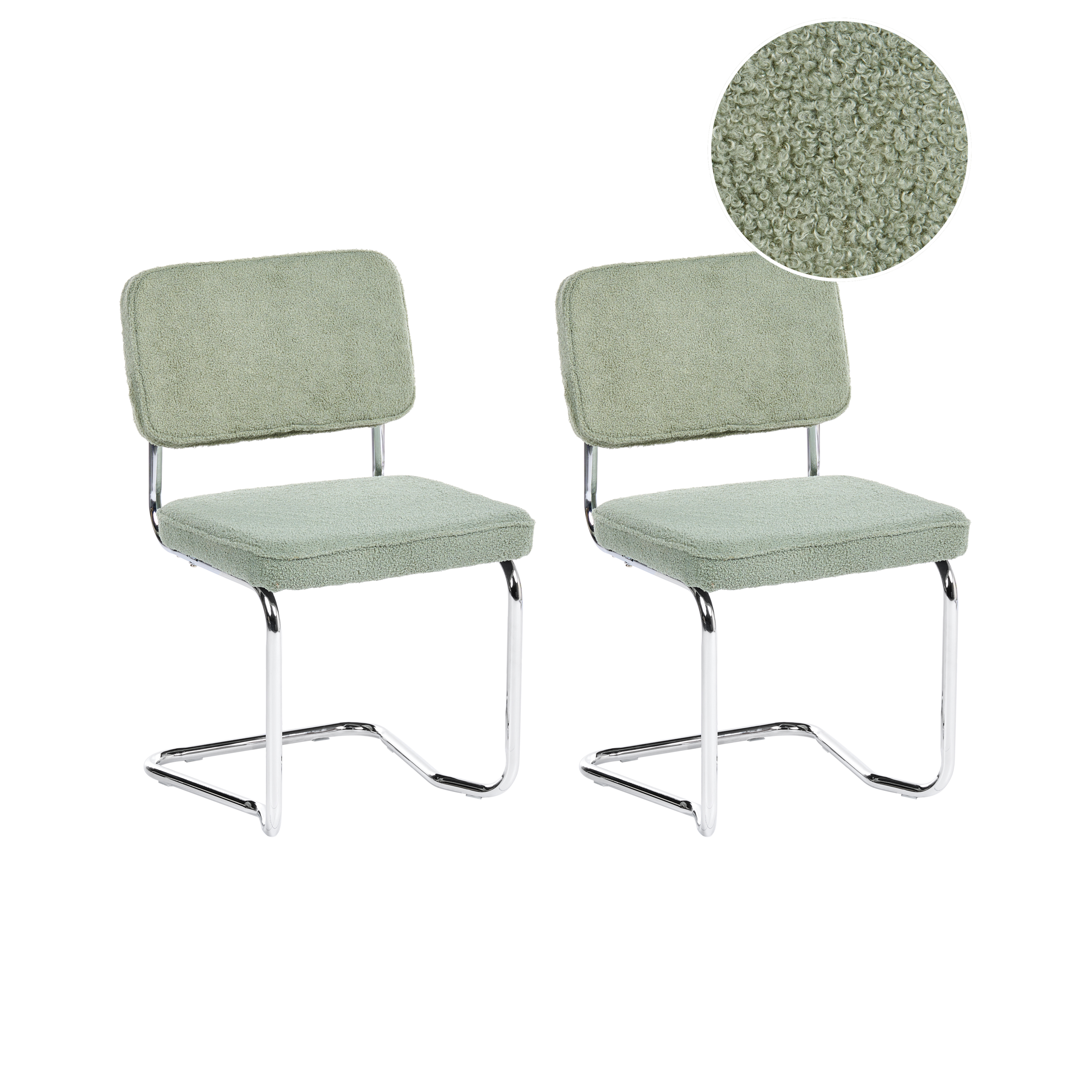 Set med 2 matstolar IRWIN Bouclé Ljusgrön