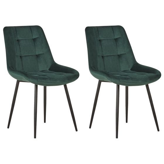 Set med 2 matstolar MELROSE Sammet Mörkgrön