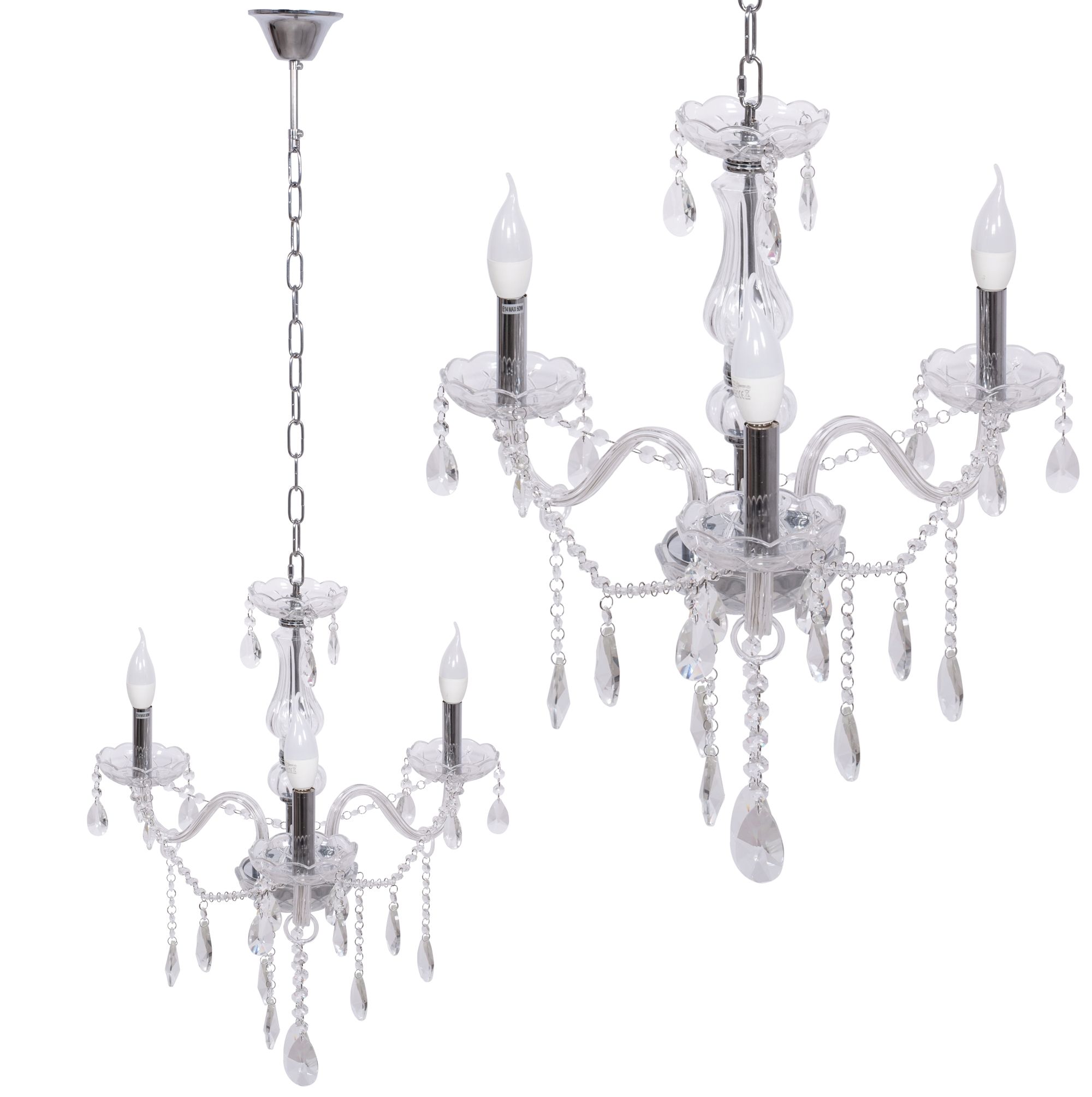 TOOLIGHT hängande taklampa 300752 3 Transparent 60x60x125cm