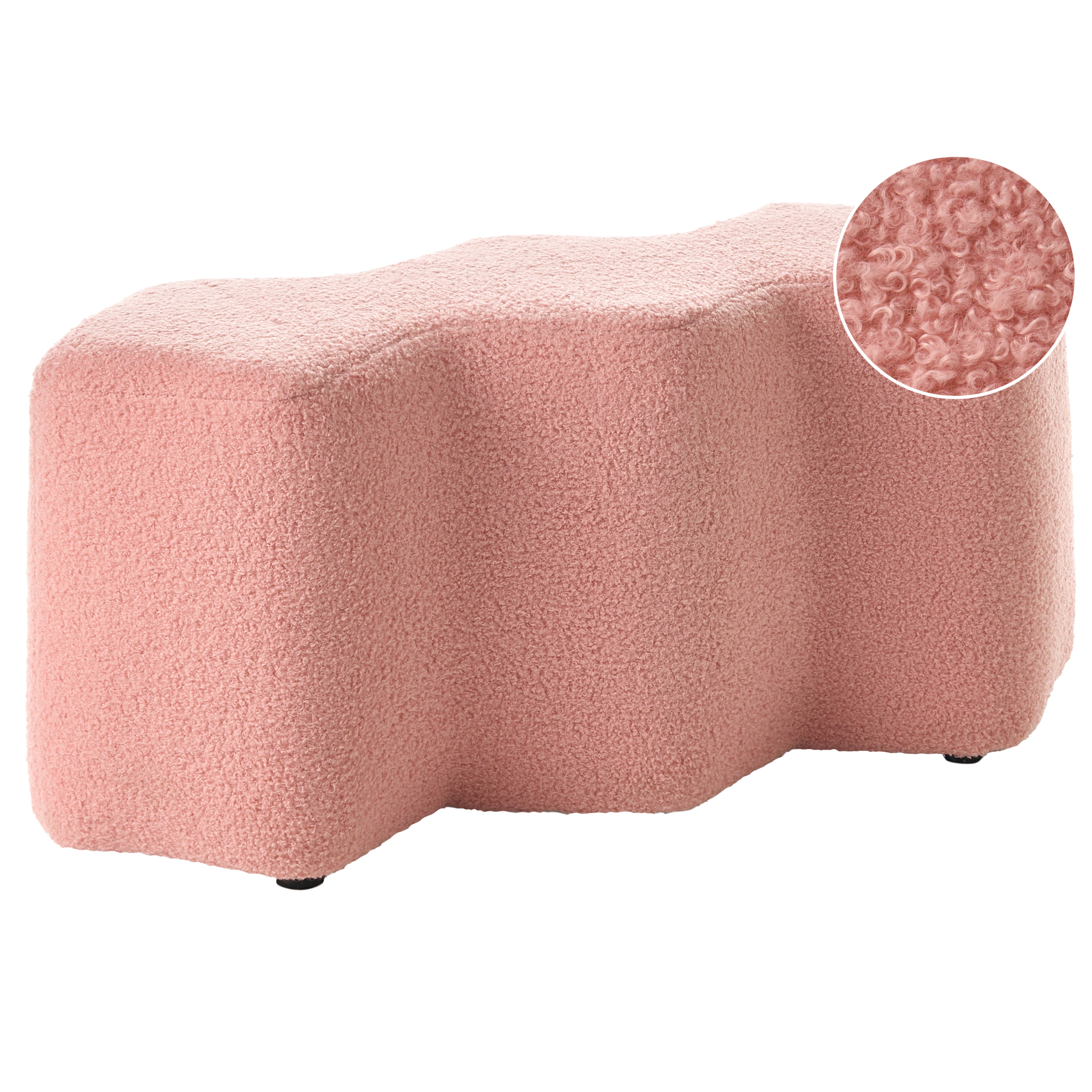 Klädd bänk LITTLETON Bouclé Rosa