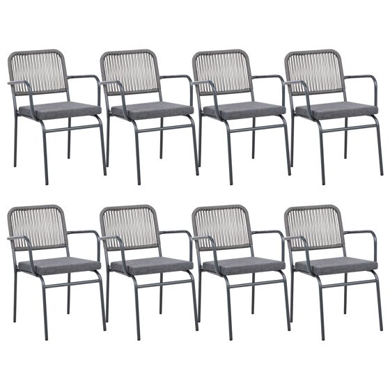 Set med 8 stolar med dynor TACENO Metall Grå