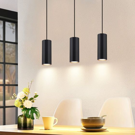 NETTLIFE Svart, metall, pendellampa, diameter, 44 cm, GU10, 3 lampor, modern, industriell, stil, för vardagsrummet