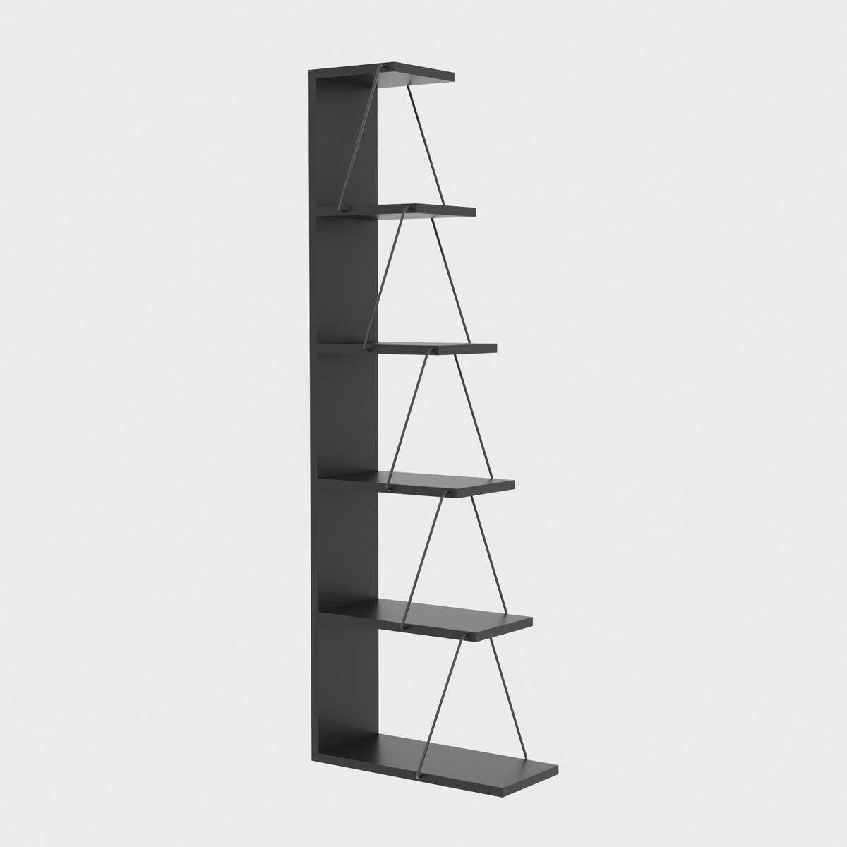 Norda Design modern bokhylla, 150 cm hög, 100 % melaminbelagd, metallram, stilren och funktionell design