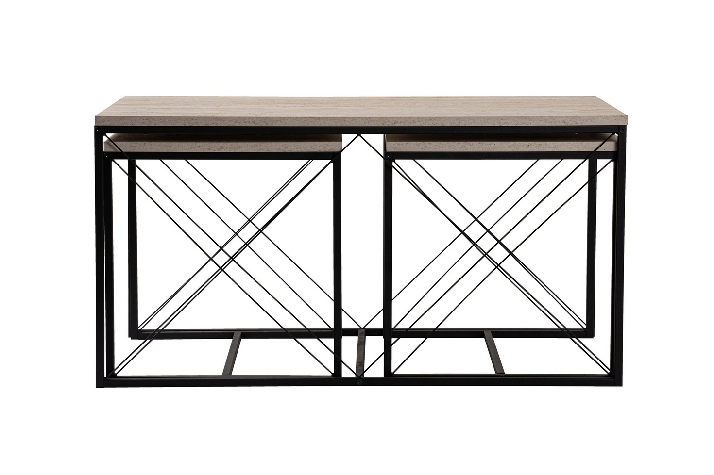 Norda Design Modernt soffbordset (3 delar), 100x50 cm | 100% melaminbelagt, metallben