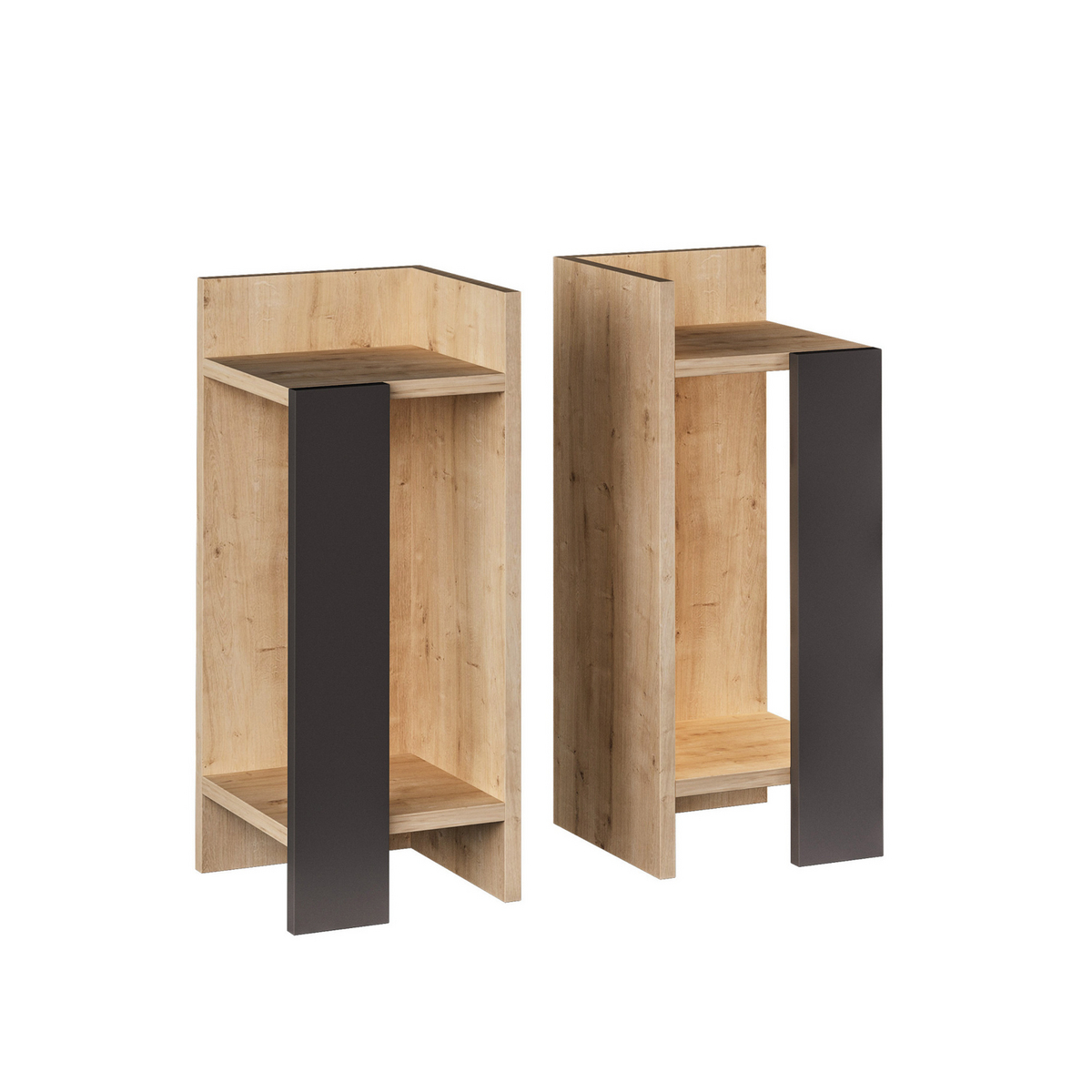 Norda Design Modernt sängbord (2 delar), 25 x 60 x 27 cm | 100% melaminbelagt, 18 mm tjockt | Stilrent och funktionellt för alla sovrum