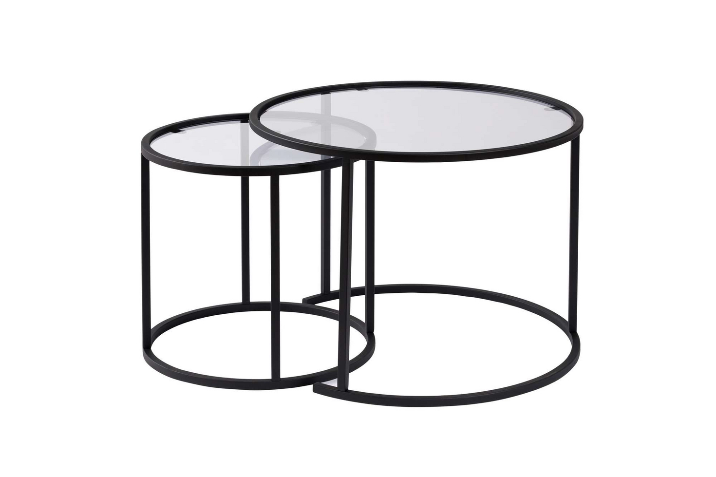 Norda Design Modernt soffbordsset (2 delar), härdat glas och metallram | Stilren industridesign