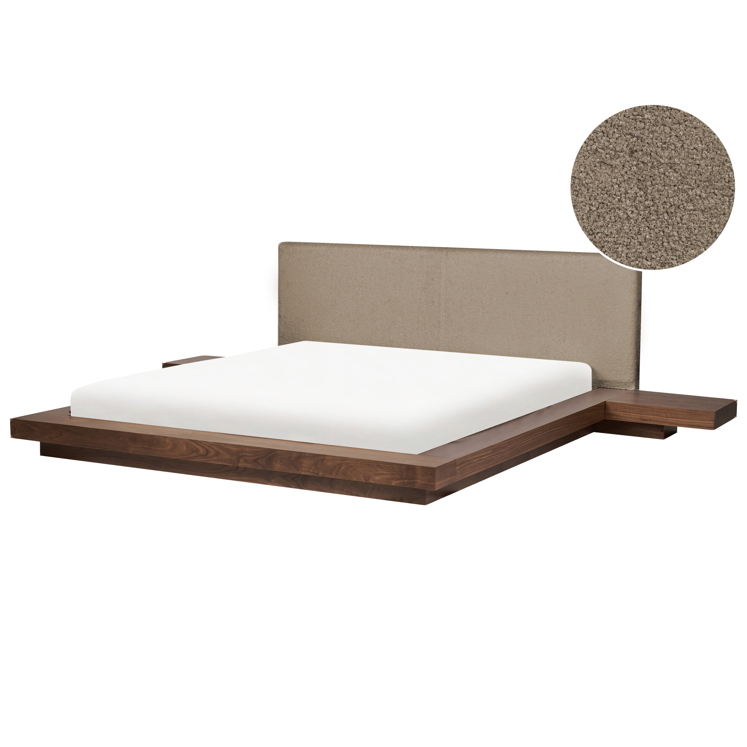 Säng med lamellram Bouclé ZEN 180 x 200 cm Brun askfanér