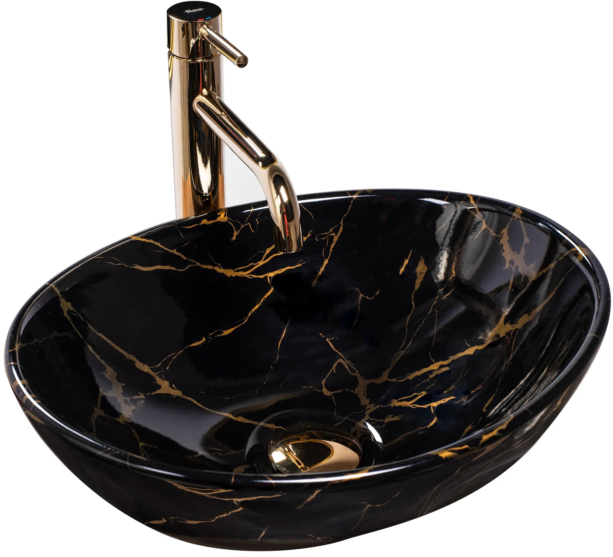 REA Bänkskål SOFIA MARBLE SHINY Svart, 41x34,5x15cm