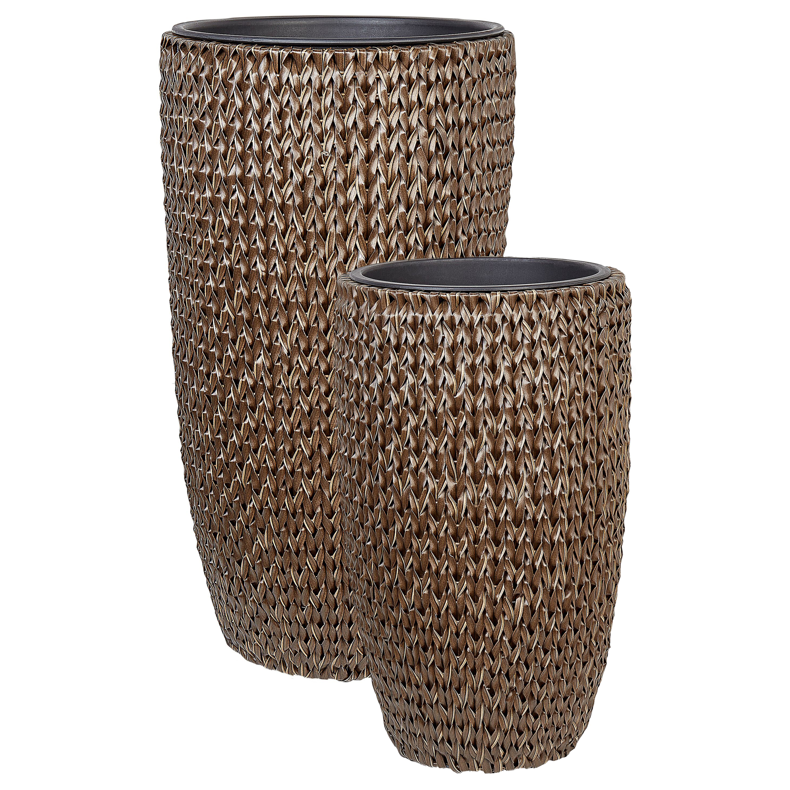 Set med 2 växtkrukor CEDRUS 37/45 cm Konstrotting Brun