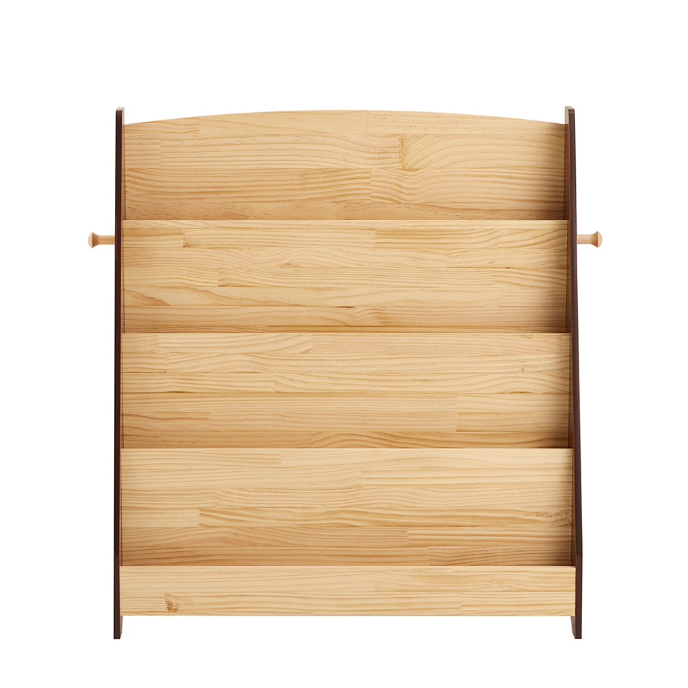 SoBuy Bokhylla barn Montessori barnhylla med 4 förvaringsfack och 2 krokar hylla barnrum leksak förvaring bokram hängande fack natur 91 x 89 x 30 cm KMB32-N