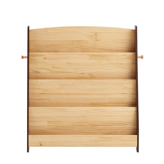 SoBuy Bokhylla barn Montessori barnhylla med 4 förvaringsfack och 2 krokar hylla barnrum leksak förvaring bokram hängande fack natur 91 x 89 x 30 cm KMB32-N