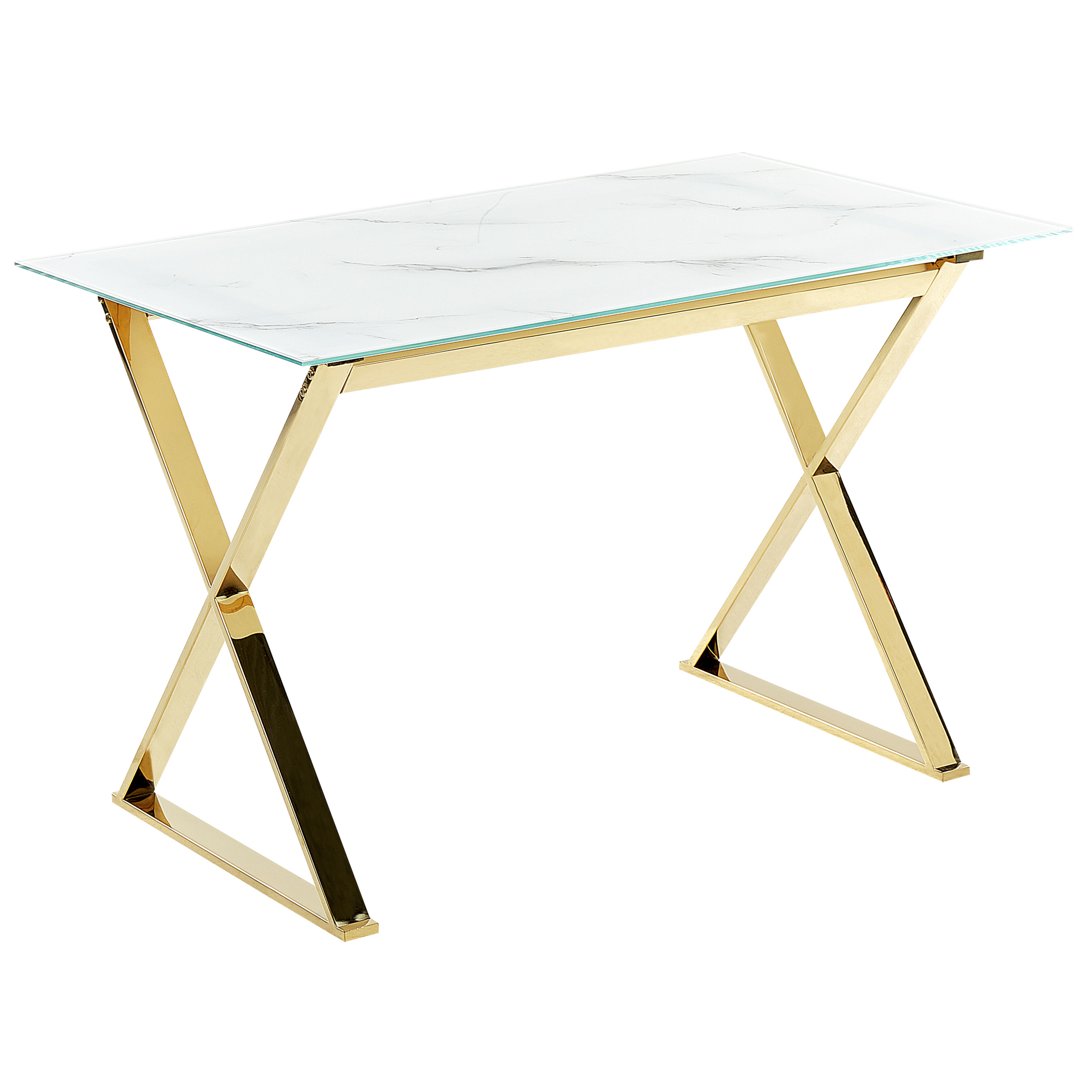 Matbord ATTICA Marmor/ Guld 120 cm 70 cm Härdat glas
